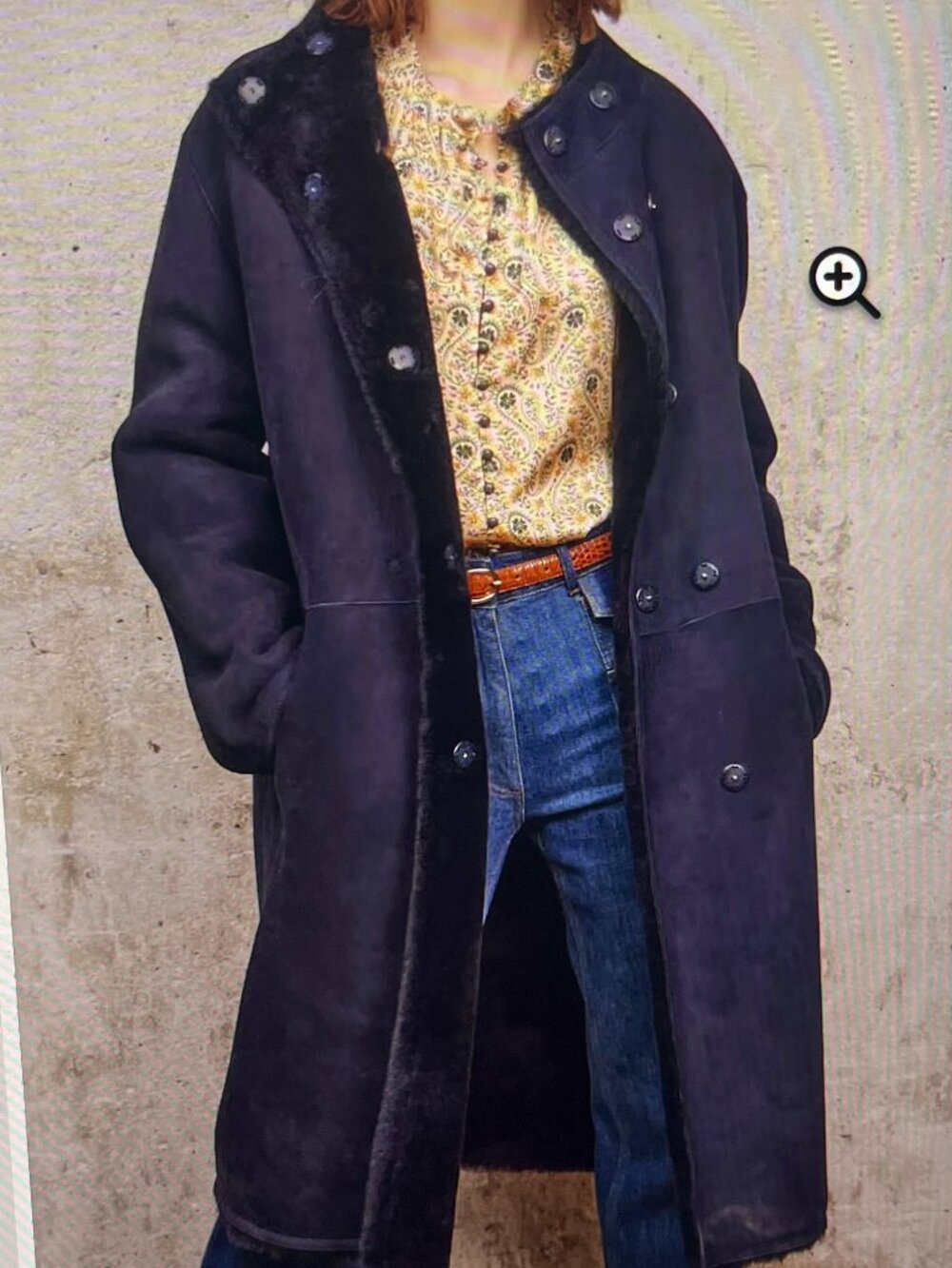 Gerard Darel "Electra" Reversible Shearling Coat – Deep Midnight Navy size 42